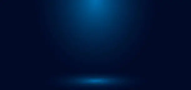 Vector illustration of Blue gradient wall studio empty room abstract background with lighting and space for your text.