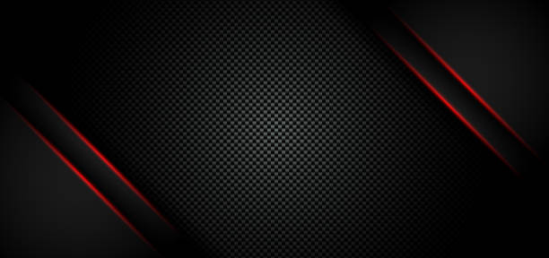 ilustrações de stock, clip art, desenhos animados e ícones de abstract metallic red shiny color black frame layout modern tech design template on carbon fiber material background and texture - fiber backgrounds textured black