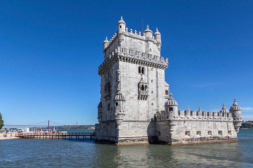 Belem Tower on the Tagus River. Lisbon, Portugal