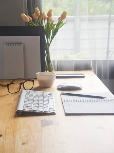 istock Home office desk with computer, smartphone and cup of coffee. 1248706822