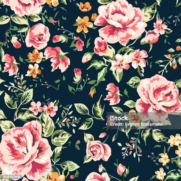 Flower Pattern For Beautiful Background Image Or Advertising Of Shop And  Store Floral Design With Pink