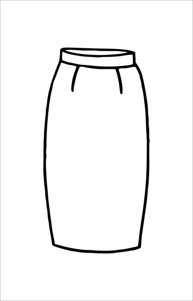 Hand drawn women skirt doodle isolated on white background Hand drawn women skirt doodle in pen line art style, isolated on white background. Vector illustration pleated white skirt stock illustrations