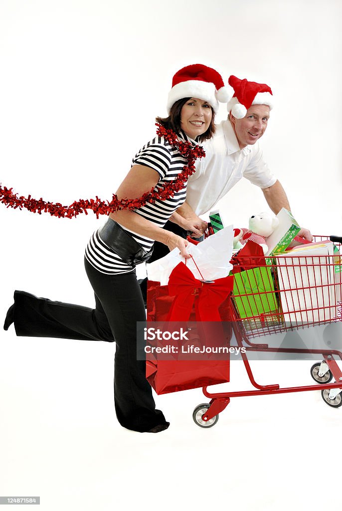 Velocità Shopping a Natale - Foto stock royalty-free di Abbigliamento casual