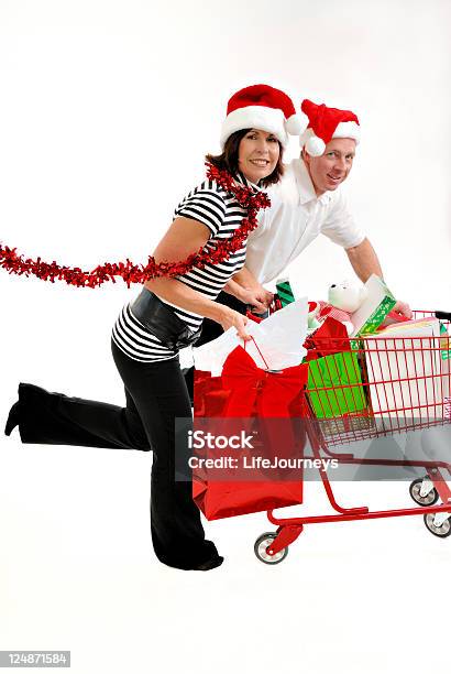 Velocità Shopping A Natale - Fotografie stock e altre immagini di Abbigliamento casual - Abbigliamento casual, Allegro, Amore