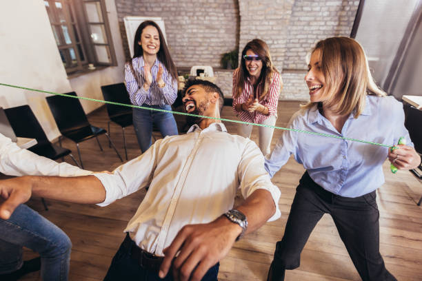 istock Happy friendly business team having fun at corporate training 1248716313