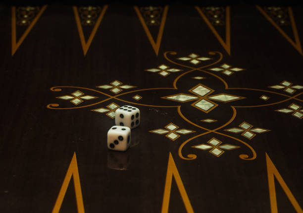 istock Embroidered wooden Turkish backgammon table and wooden stamps on it 1248720265