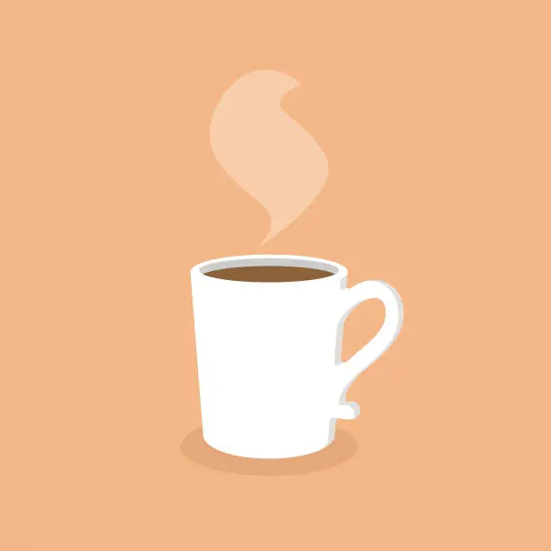 Vector illustration of White Coffee Mug Flat Design.
