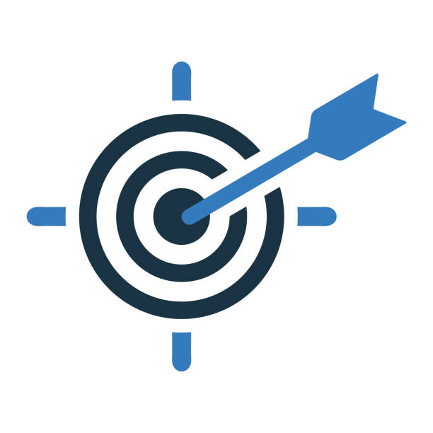 cel biznesowy lub ikona celu, tarcza rzutki - bulls eye target business accuracy stock illustrations