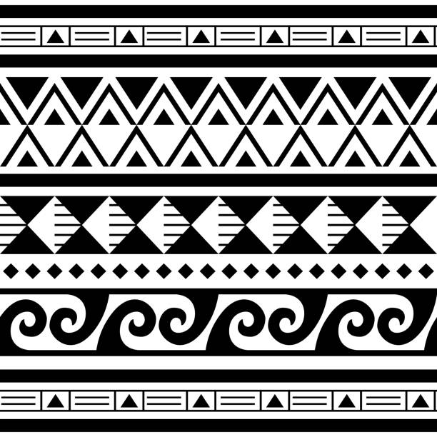 Polynesian Maori Tattoo Seamless Vector Geometric Pattern Hawaiian Tribal  Design Stock Illustration - Download Image Now - iStock