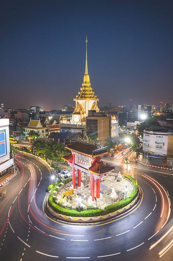 View from Temple of the Golden Mount Bangkok with temples and towns