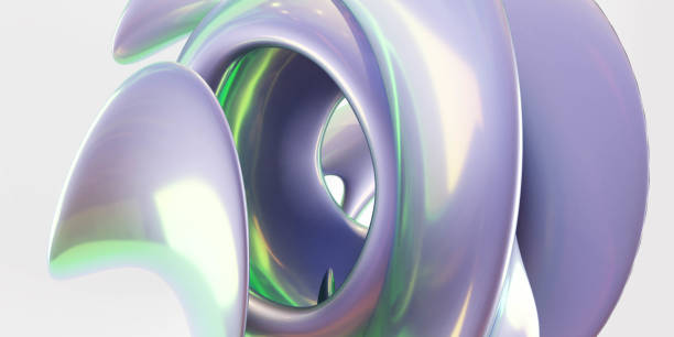 istock 3d render violet round shape with neon reflections Geometric shapes composition minimalistic design 3d rendering illustration 1248731527