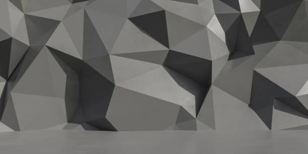 istock grey concrete geometric shapes wall, abstract background 3d illustration rendering 1248735575