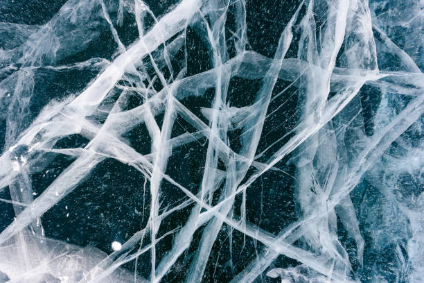 istock Beautiful ice of Lake Baikal with abstract cracks 1248738191