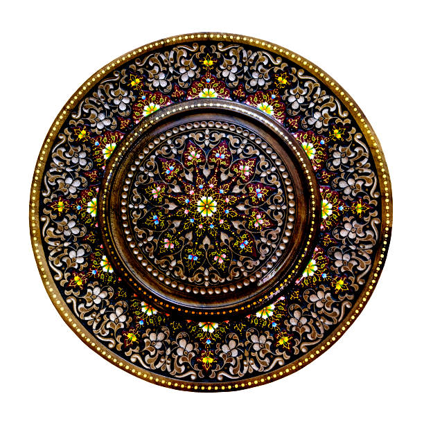 istock Arabic carved ornament on wooden plate. 1248738961