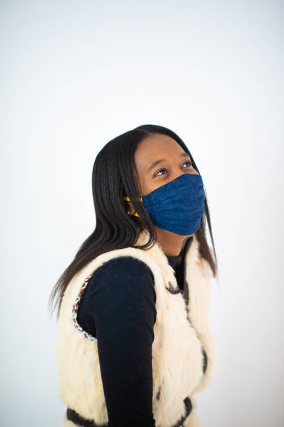 istock Woman Laughing wearing a Mask 1248739032