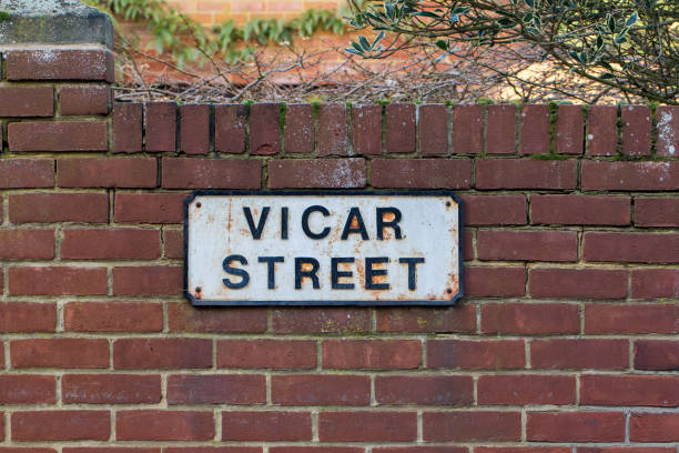 istock Vicar Street sign. Religious path from a UK village 1248740706