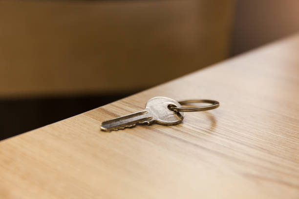 metal key on a white background - 3d illustration - rendering
