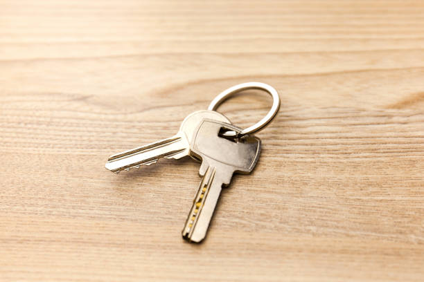 istock Keys on the ring on table in a room 1248742934