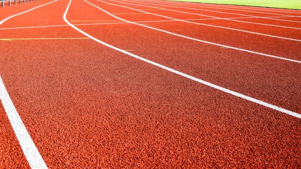 istock Sport running track for running and jogging for excercise and competition on stadium 1248743500