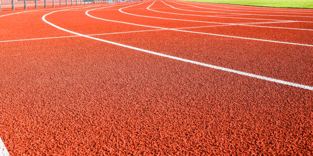istock Sport running track for running and jogging for excercise and competition on stadium 1248743745