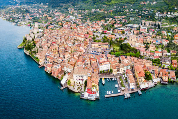 istock Malcesine aerial panoramic view, Italy 1248746039