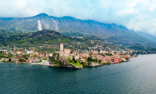 istock Malcesine aerial panoramic view, Italy 1248746046