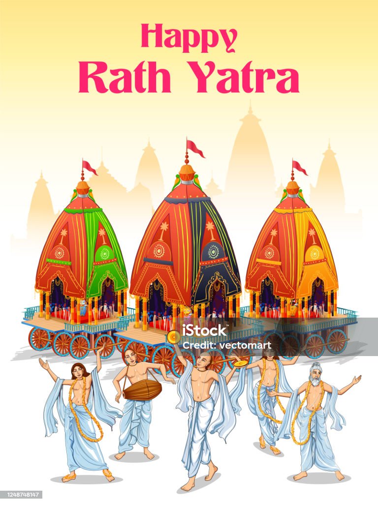 Lord Jagannath Balabhadra And Subhadra On Annual Rathayatra In Odisha  Festival Background Stock Illustration - Download Image Now - iStock