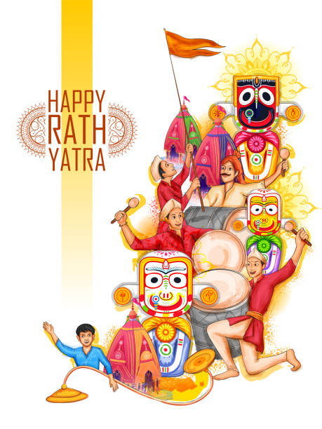 Lord Jagannath Balabhadra And Subhadra On Annual Rathayatra In Odisha  Festival Background Stock Illustration - Download Image Now - iStock