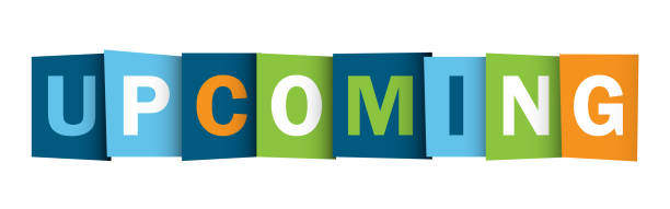 upcoming bunte typografie banner - upcoming events stock-grafiken, -clipart, -cartoons und -symbole
