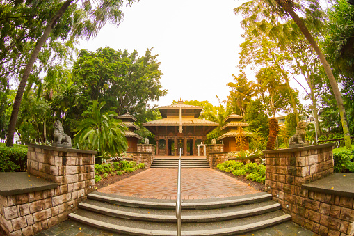 May 8, 2018 - Brisbane, Queensland, Australia: General view of Nepalese Peace Pagoda at sunset. It was originally erected for the World Expo in 1988, Queensland, Australia.