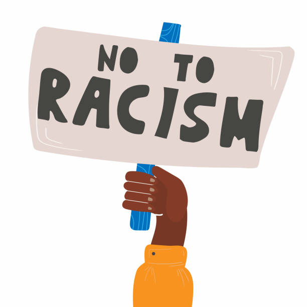 ilustrações, clipart, desenhos animados e ícones de protestando por direitos. modelo para fundo, banner, pôster. ilustração vetorial - racismo