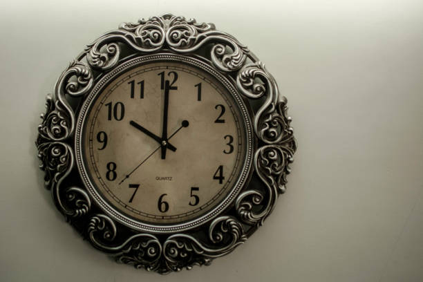 istock Ancient Wall Designer Wall Clock With Light Yellow Back Ground showing time 10.00 o'clock 1248757503