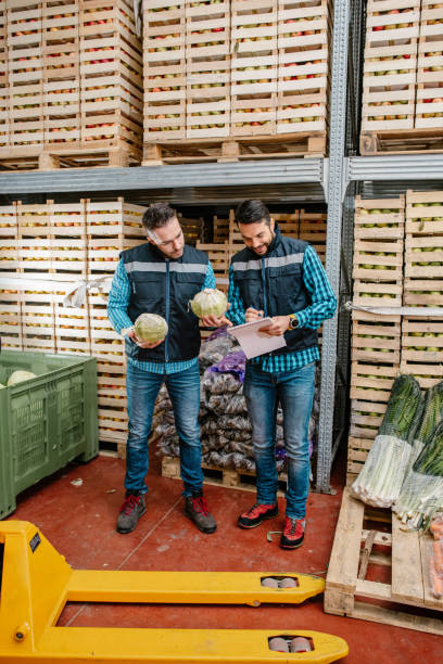 istock Fresh fruits and vegetables in warehouse 1248758252