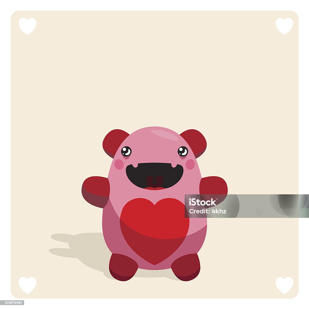 Linda Vector con símbolo de corazón Monster carácter - arte vectorial de Alegre libre de derechos