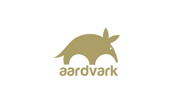 illustrazioni stock, clip art, cartoni animati e icone di tendenza di aardvark animal gold logo icona design - oritteropo