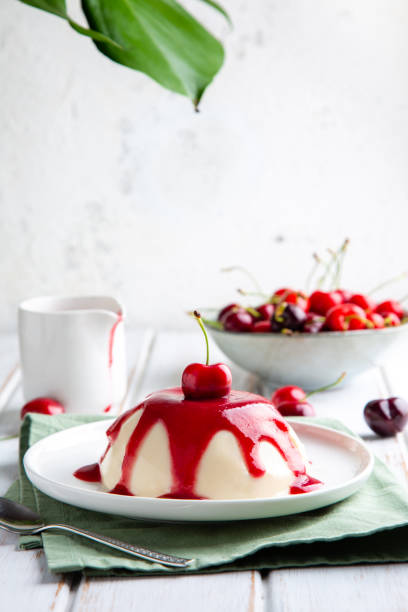 istock Italian panna cotta with cherry sauce 1248760669