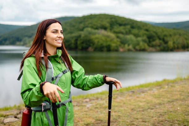 istock Female backpacker exploring majestic nature on her own 1248761623