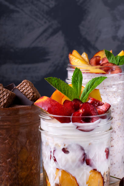 istock Overnight oats assortment in glass jars 1248765983