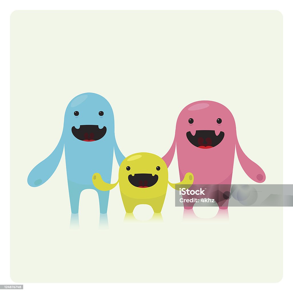 Trois mignon drôle vecteur caractères en famille - clipart vectoriel de Bizarre libre de droits