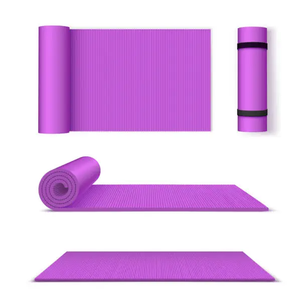 Vector illustration of Yoga mat for fitness and exercise set