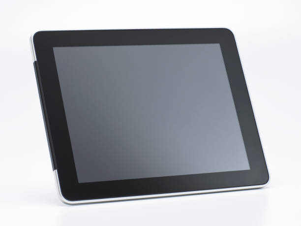 白い背景に隔離された空白の画面とタブレット。 - netbook white laptop computer ストックフォトと画像
