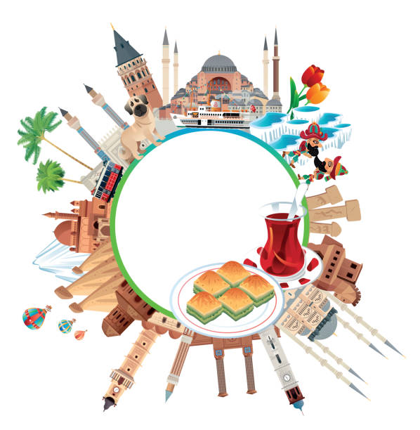 Turkey Travel Vector Turkey Travel baklava stock illustrations