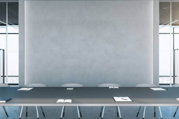 istock Meeting office room with blank wall, 1248776103