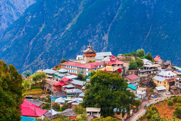 istock Kalpa town aerial panoramic view, India 1248778216