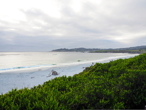 July 21 2019, Carmel, California, USA : Tourists were enjoying the sunset on Carmel Beach in California.