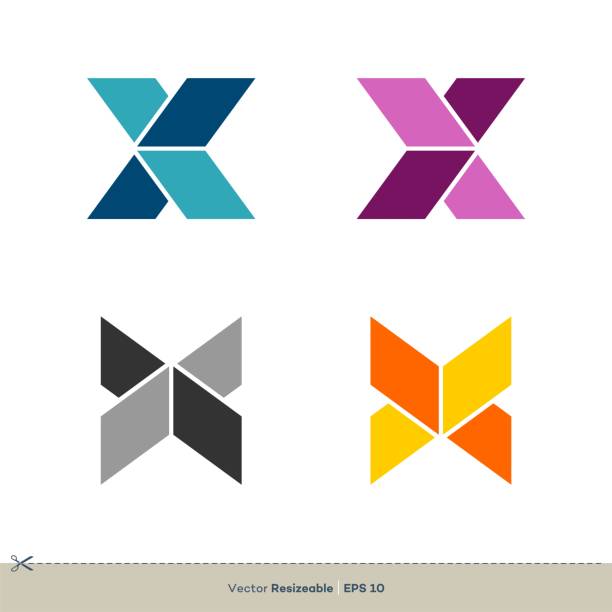 set bunte buchstabe x vektor logo vorlage illustration design. vektor eps 10. - buchstabe x stock-grafiken, -clipart, -cartoons und -symbole