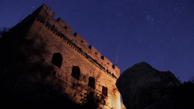 The great wall of China Night time lapse with stars moving 7 wonders asia destination famous places night timelapse
