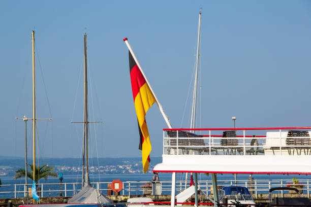 German fagge on a passenger ship on Lake Constance