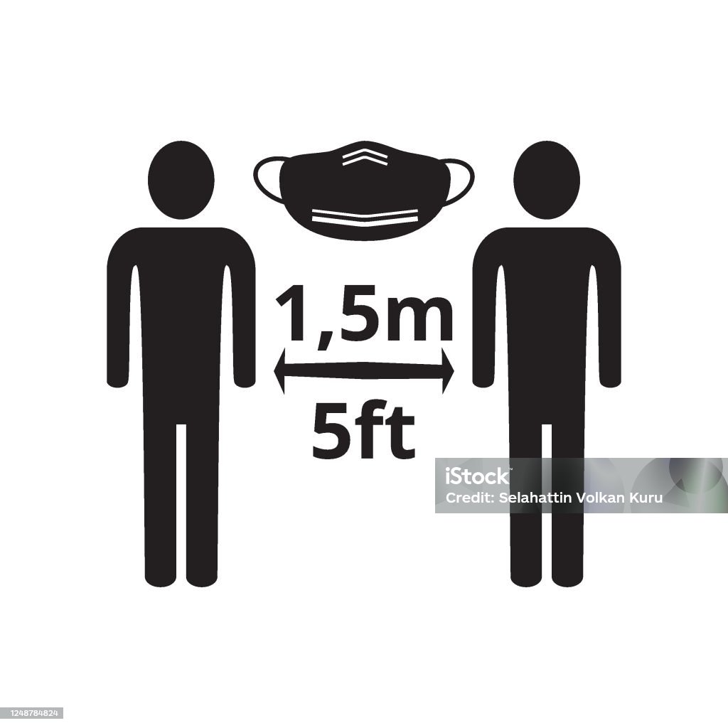 advocaat het einde Verdorde Social Distance 15 Meter Or 5 Feet Please Wears Mask Coronavirus Stock  Illustration - Download Image Now - iStock
