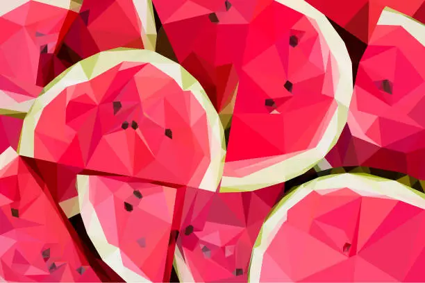 Vector illustration of Pieces of fresh watermelon in the schedule. Vector.